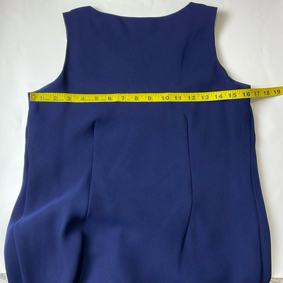 Jessica Howard Navy Blue Sleeveless Dress Size 6 Petit Bias Cut Pull On BoatNeck - Picture 9 of 15